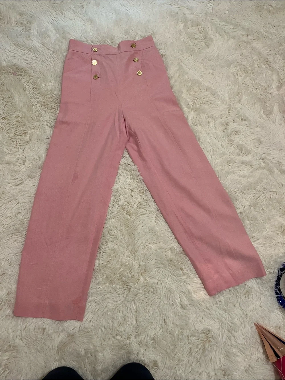 CHANEL Soft Pink Wide-Leg Linen Trousers